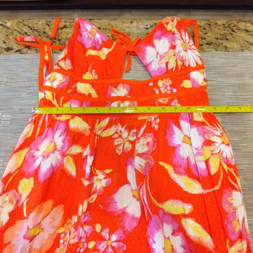 Free People Floral Wisteria Maxi Dress Orange Pop Combo Boho Size M NWT - Picture 6 of 10